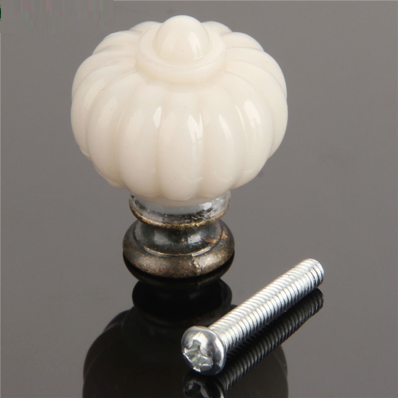 Furniture Hardware Knobs - 1Pc Acrylic Ivory White Pumpkin Cabinet