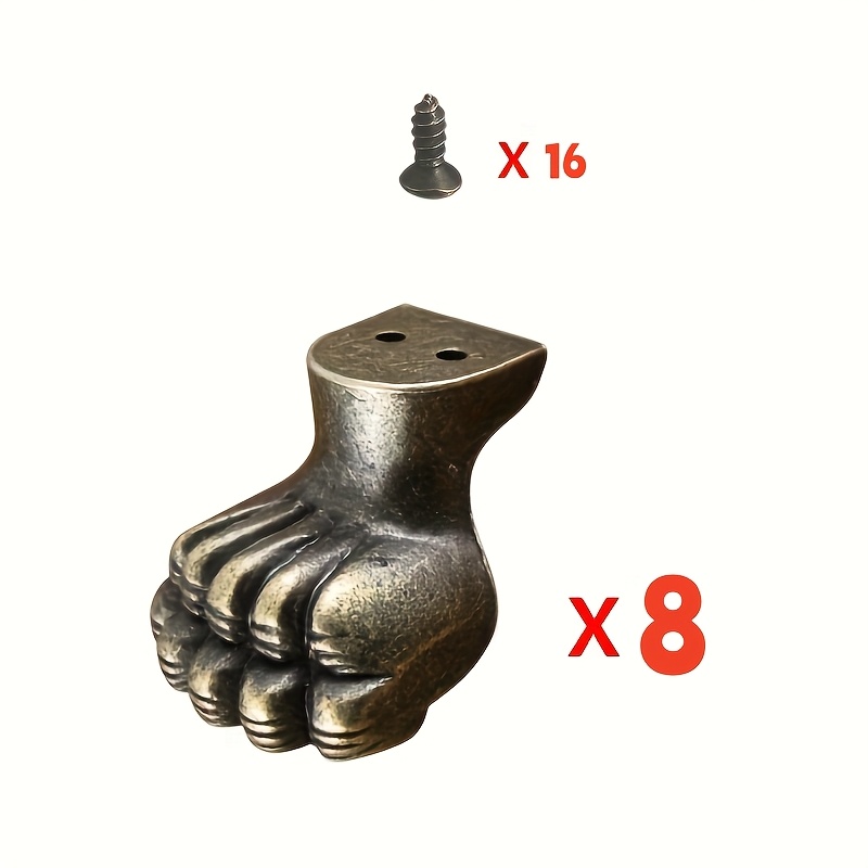 Furniture Hardware Antique - 8pcs Antique Foot Brass Jewelry Bracket