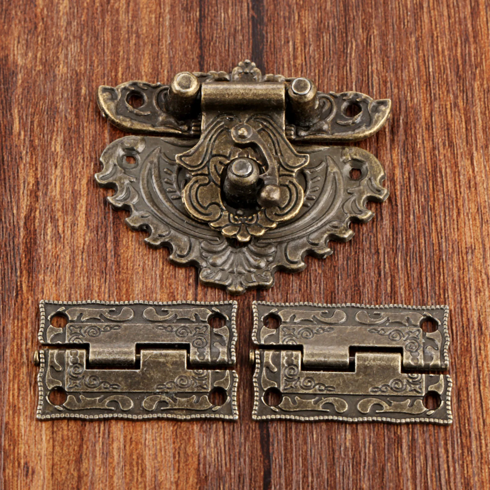 Furniture Hardware Antique - 3pcs/set Antique Bronze Padlock Wood Box