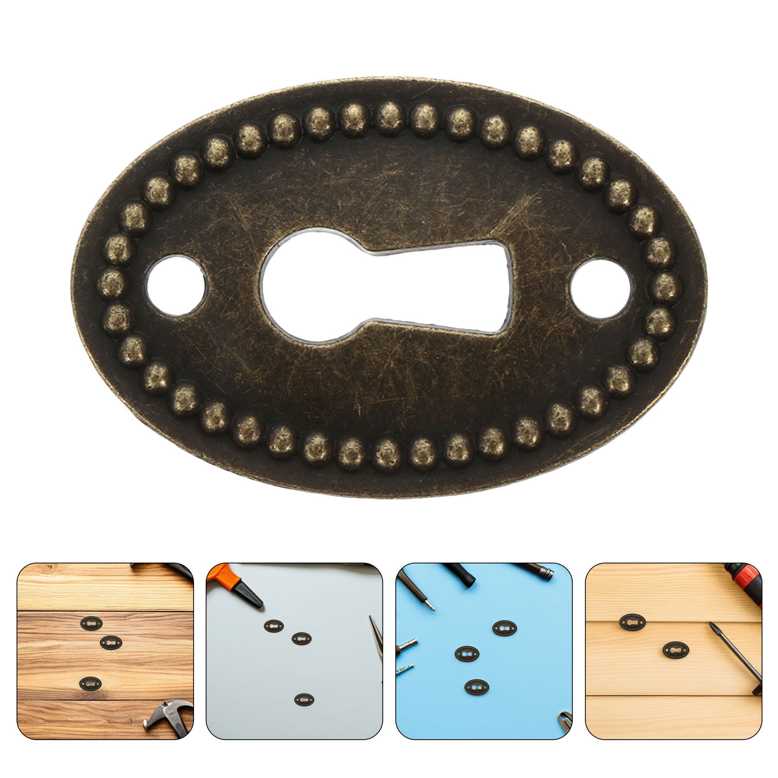 Furniture Hardware Covers - 16Pcs Zinc Alloy Vintage Oval Keyhole