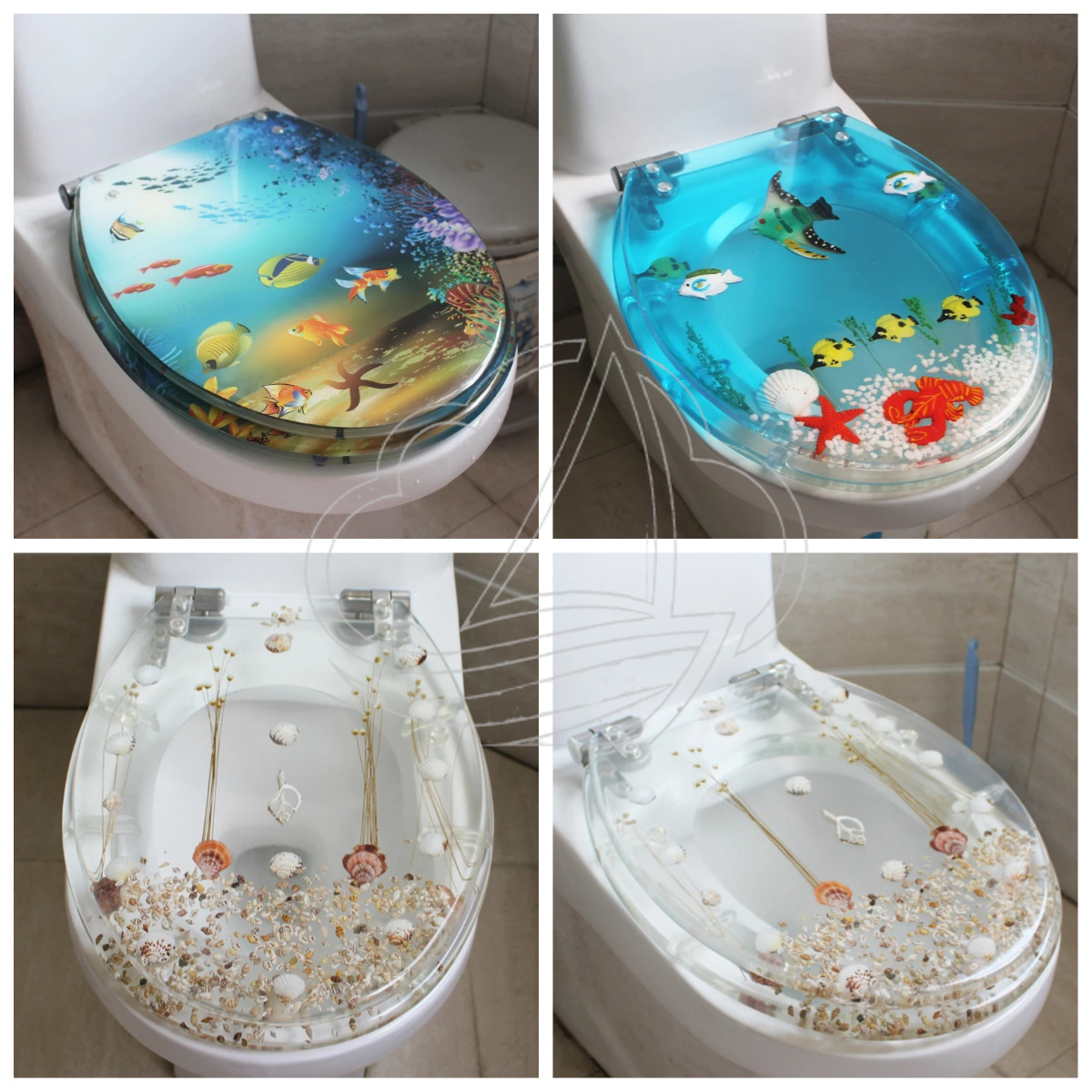 Soft Close Hinge - 47x38cm Premium Resin Toilet Seat, Stainless