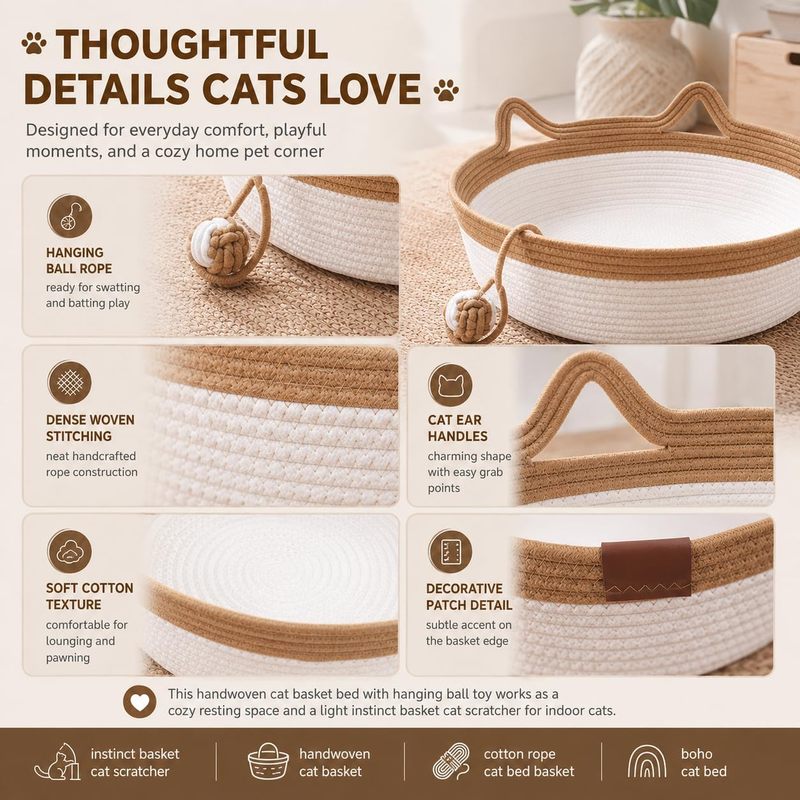 35/40/46cm Handwoven Cotton Ro - Furniture Hardware For Bed ulasan dan harga