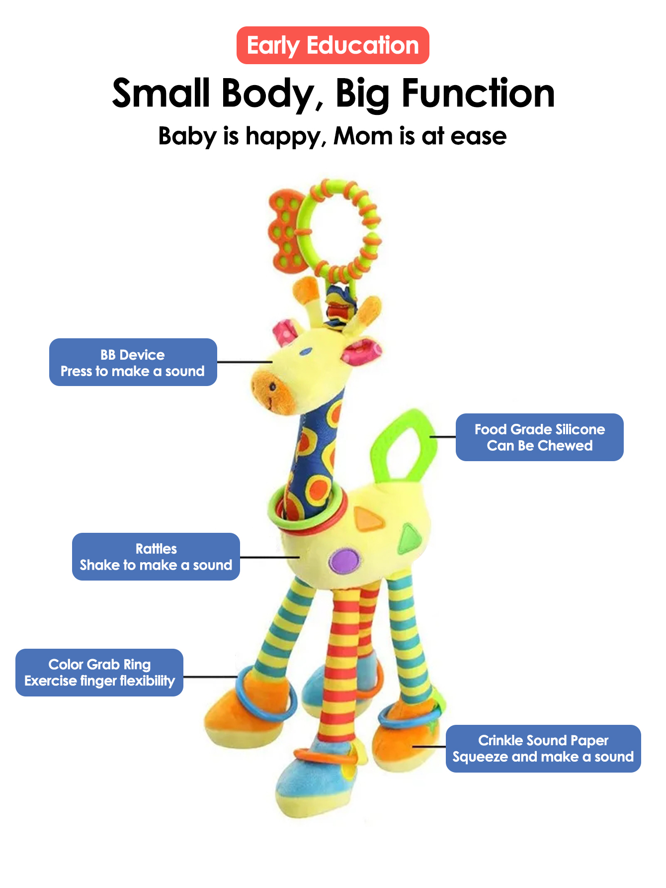 1pcs Soft Giraffe Animal Handb - Furniture Hardware For Bed ulasan dan harga