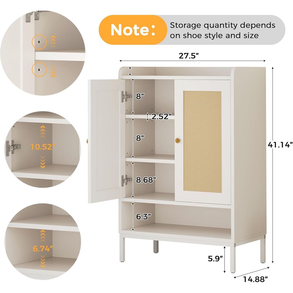 5-Tier Rattan Shoe Rack Organi - Soft Close Hinge ulasan dan harga