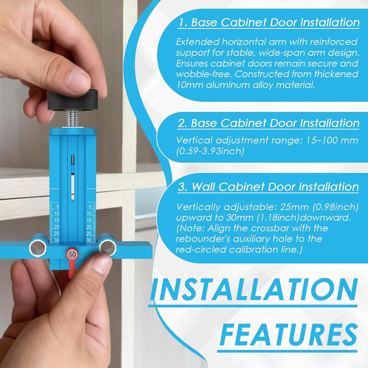 3 in 1 Cabinet Door Mounting J - Furniture Hardware Jig ulasan dan harga